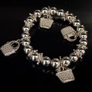 Silver Charm Bracelet with Longaberger collection Basket Pendants